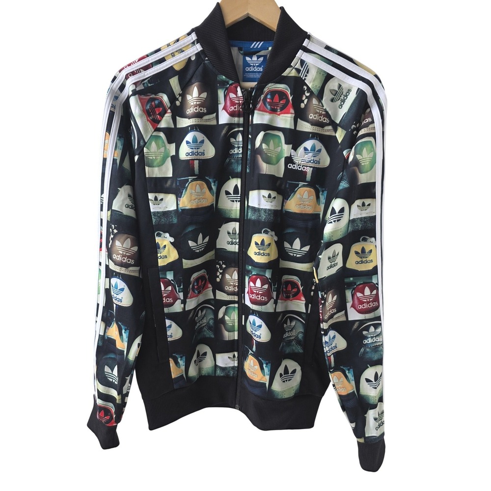 Adidas Originals Track Jacket Mens M Retro Sneaker All Over Print Full Zip Y2K